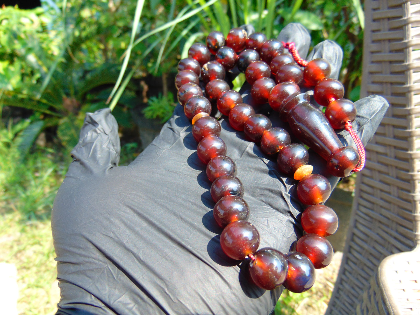 48 gr Hand Tasbih 33+3 Beads 12 mm Indonesian Dark Red Amber for Healing No.32