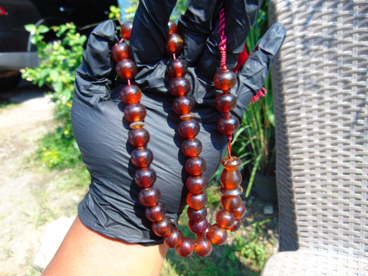 49 gr Hand Tasbih Mesbah Rosary 36 Beads 12 mm Indonesian Cherry Red Amber for Healing No.35