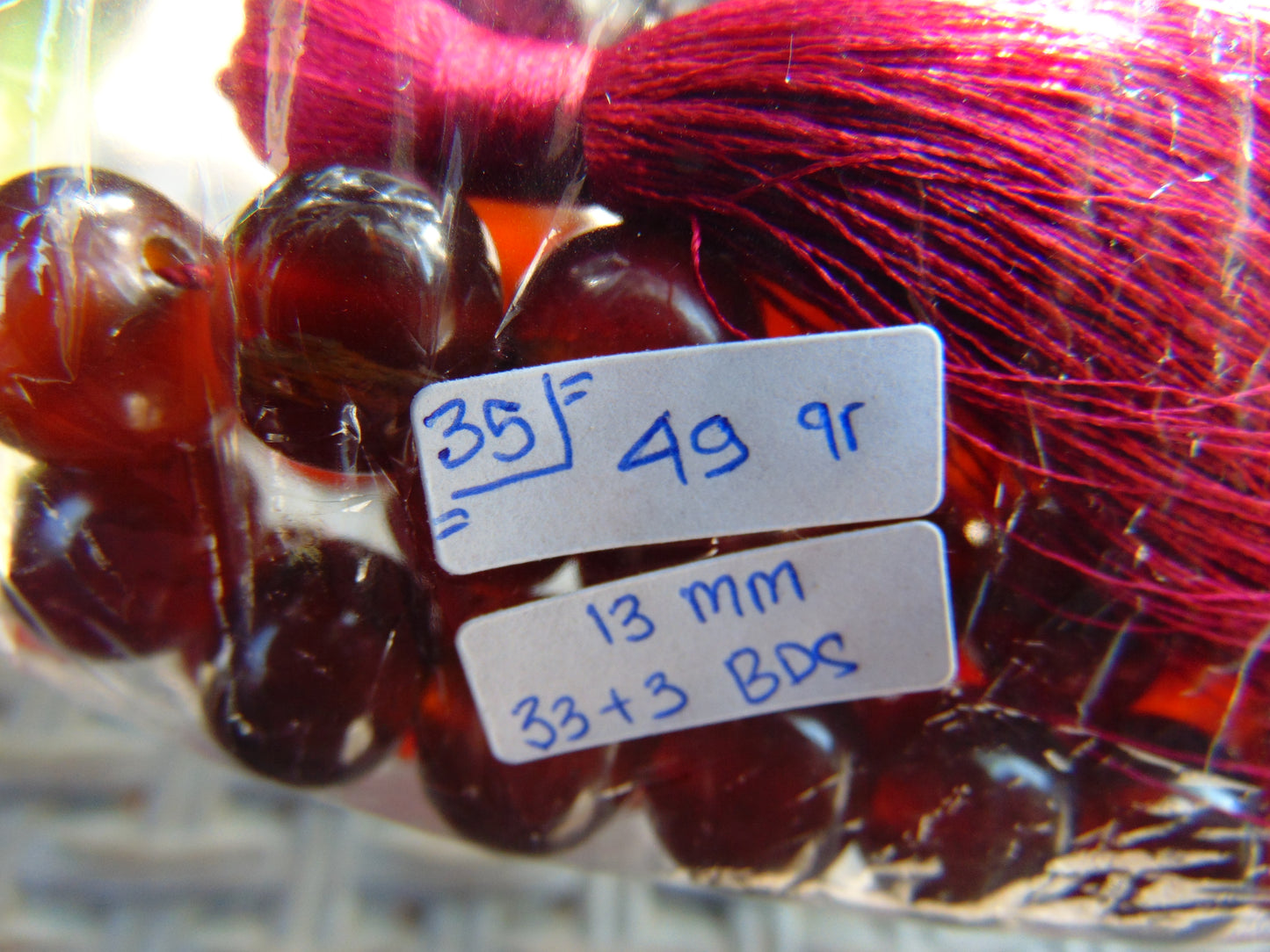 49 gr Hand Tasbih Mesbah Rosary 36 Beads 12 mm Indonesian Cherry Red Amber for Healing No.35