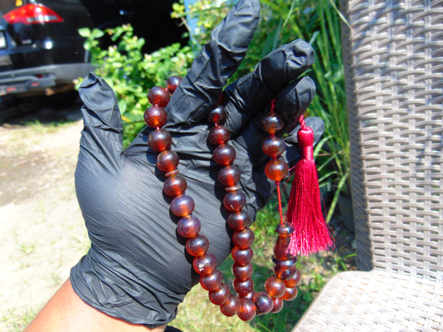 50 gr Hand Tasbih 35 Beads 12 mm Indonesian Red Amber for Healing No.26