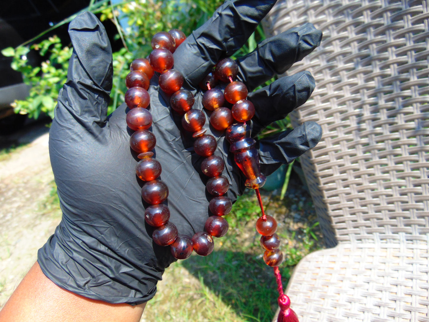 50 gr Hand Tasbih 35 Beads 12 mm Indonesian Red Amber for Healing No.26