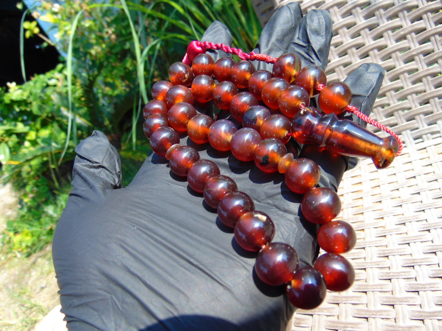 50 gr Hand Tasbih 35 Beads 12 mm Indonesian Red Amber for Healing No.26