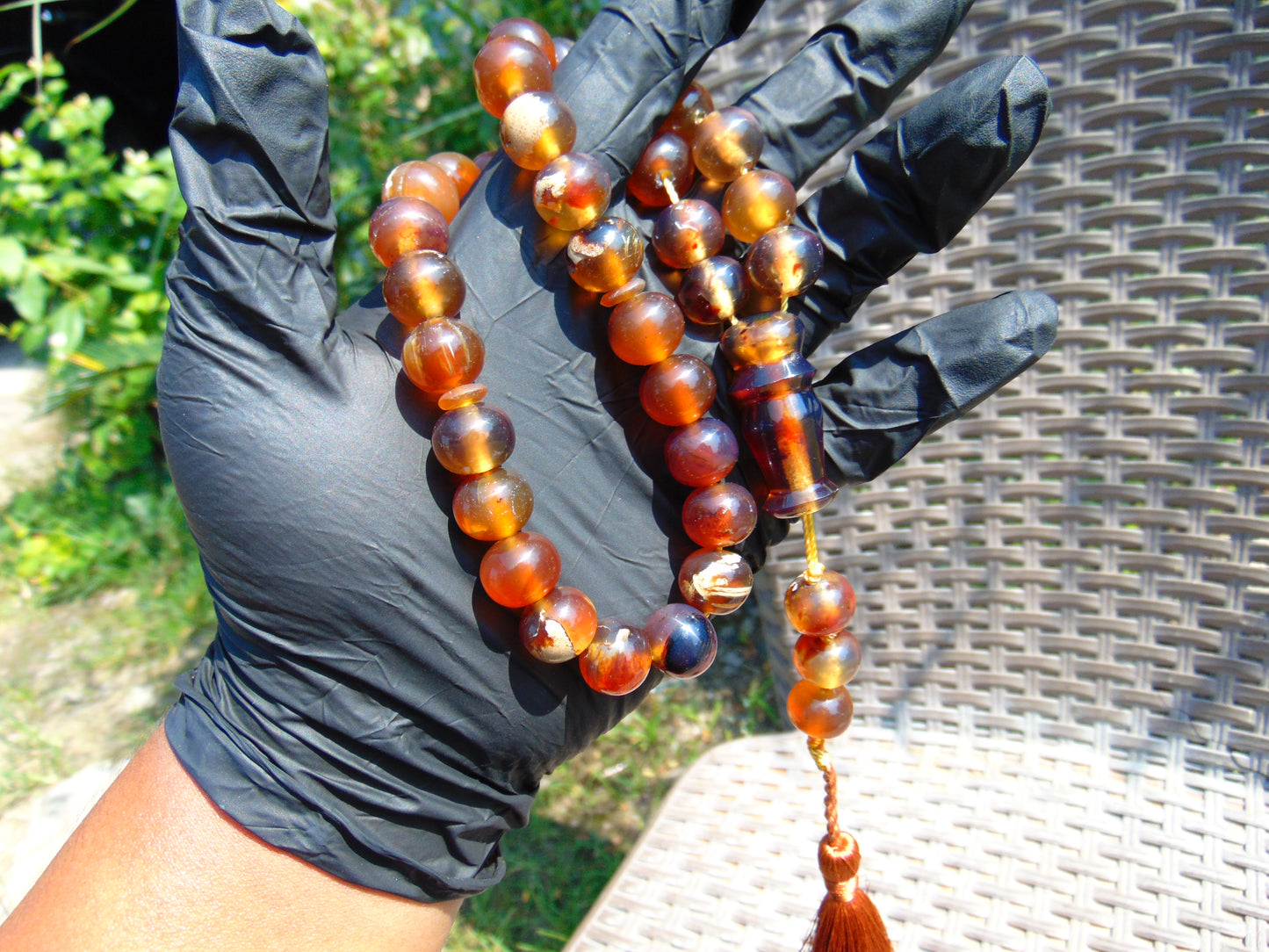 45 gr Hand Tasbih 33+3 Beads 12 mm Indonesian Yellow Red Bluish Amber for Healing No.33