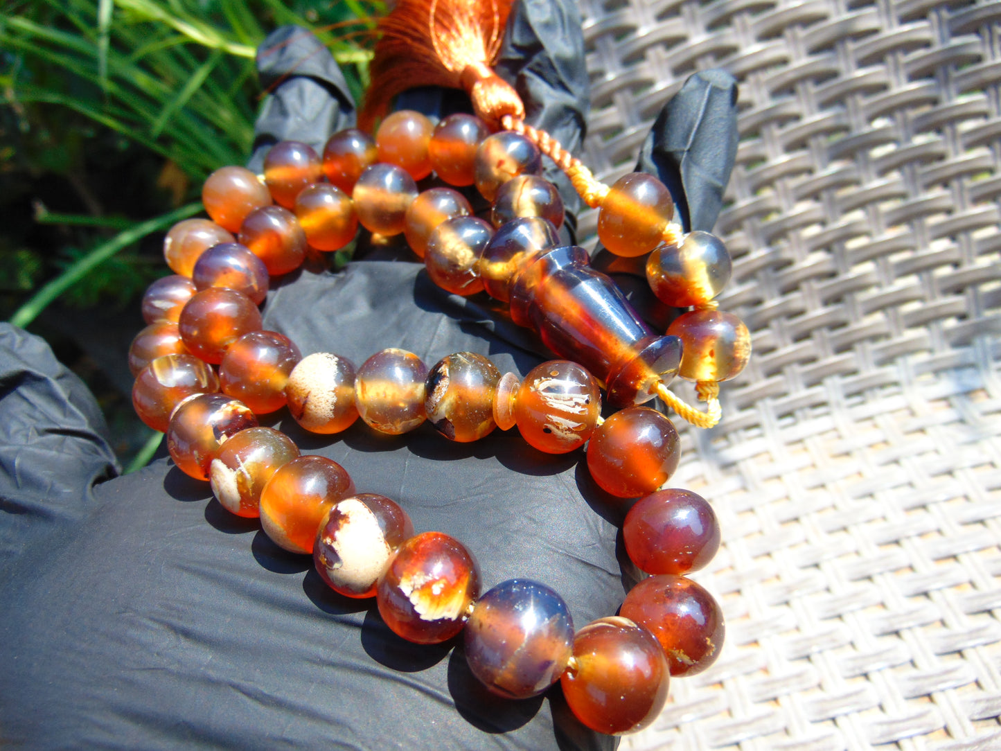 45 gr Hand Tasbih 33+3 Beads 12 mm Indonesian Yellow Red Bluish Amber for Healing No.33