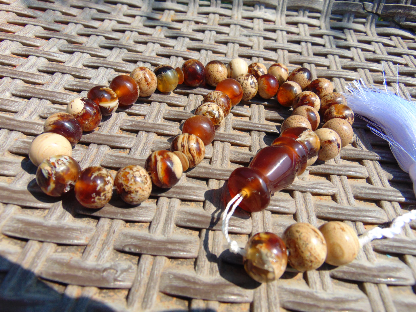 46 gr Hand Tasbih 33+3 Beads 12 mm Indonesian White Amber for Healing No.27