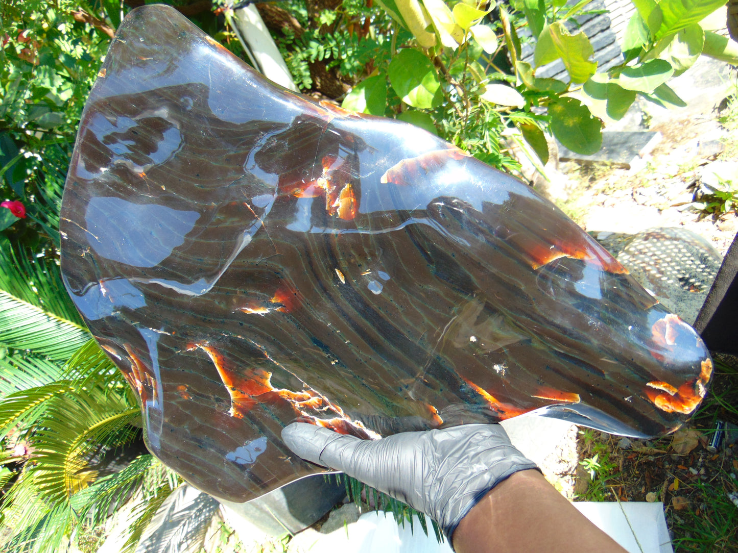 3901 Gr Full Polished 45x26x9 cm Indonesian Dark Blue Amber for Healing AR108