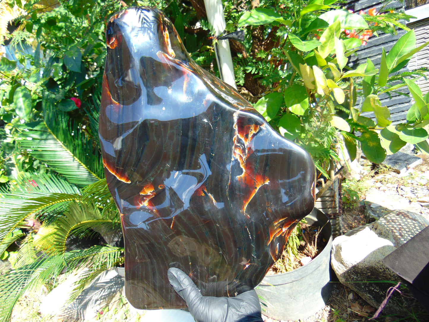3901 Gr Full Polished 45x26x9 cm Indonesian Dark Blue Amber for Healing AR108