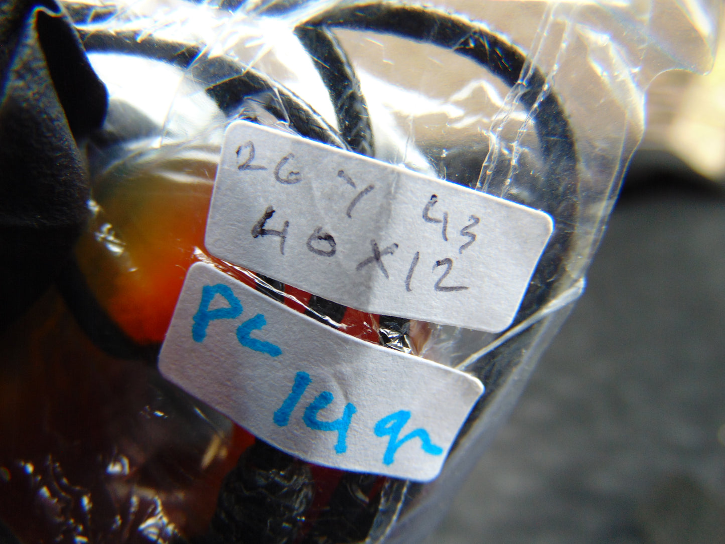 14 gr Donut Pendant 40x12 mm Indonesian Red blue Amber for Healing 26Y43