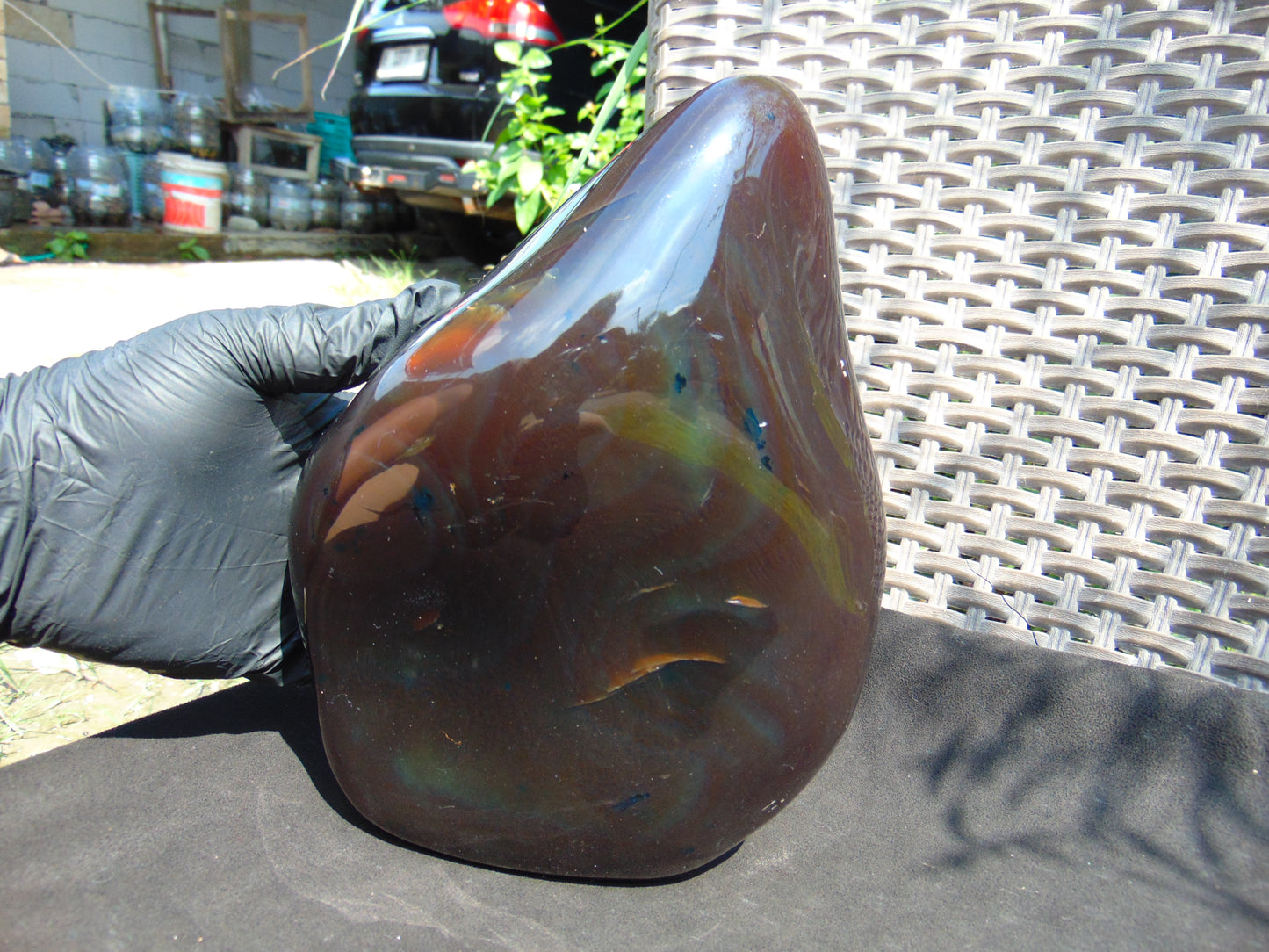 1399 gram full polished 23x16x10 cm Indonesian Dark Red Amber for Healing ST104