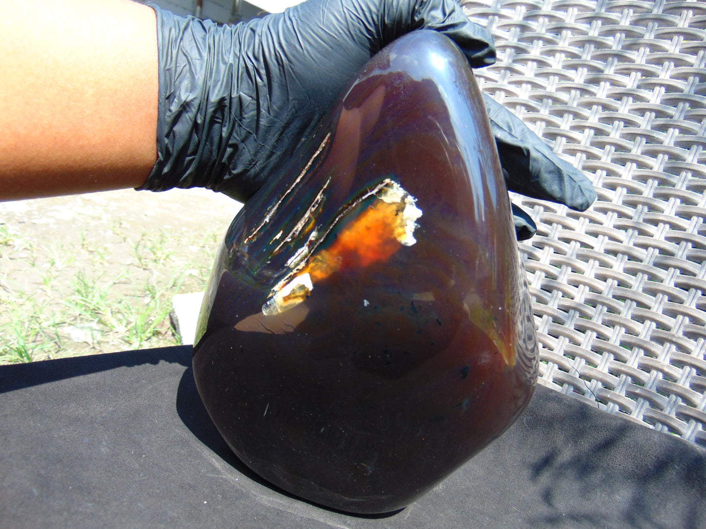 1399 gram full polished 23x16x10 cm Indonesian Dark Red Amber for Healing ST104