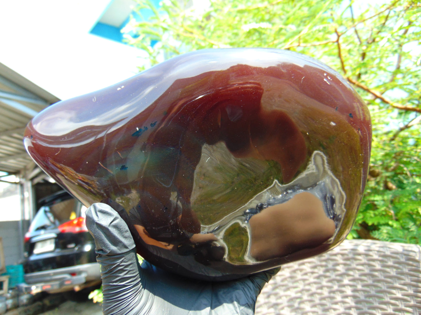 1399 gram full polished 23x16x10 cm Indonesian Dark Red Amber for Healing ST104