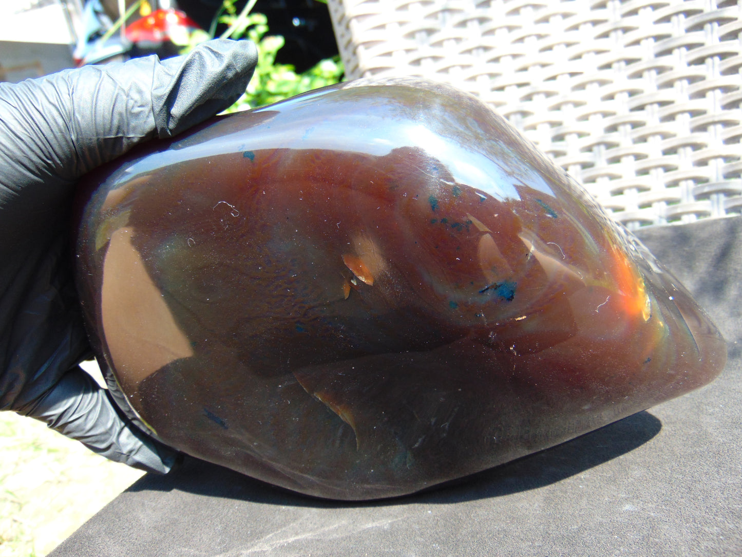 1399 gram full polished 23x16x10 cm Indonesian Dark Red Amber for Healing ST104