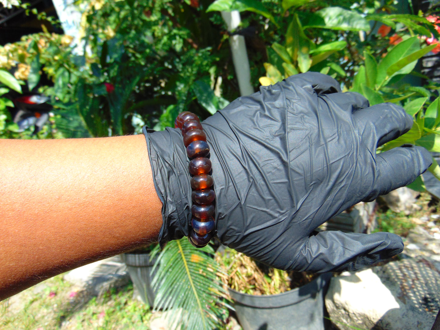 19 gram 23 Small Beads Bracelet Indonesian Red Blue Amber for Healing A669