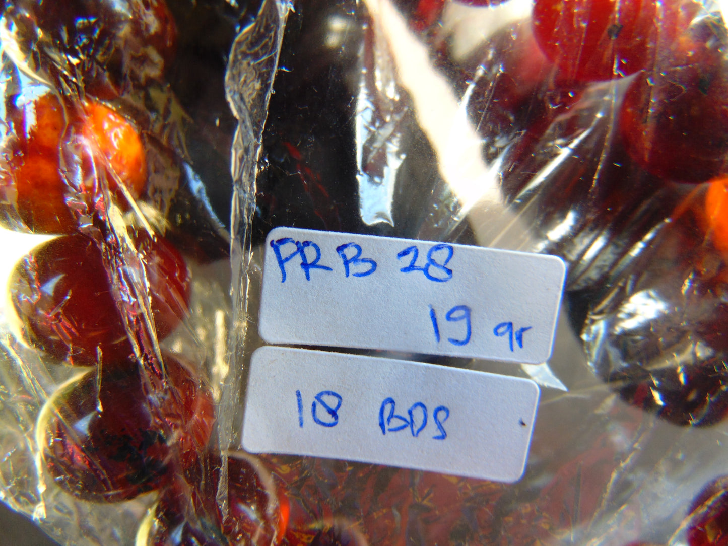 19 Gram 18 small Beads Bracelet Indonesian Cherry Red Amber 12 mm for Healing FRB28
