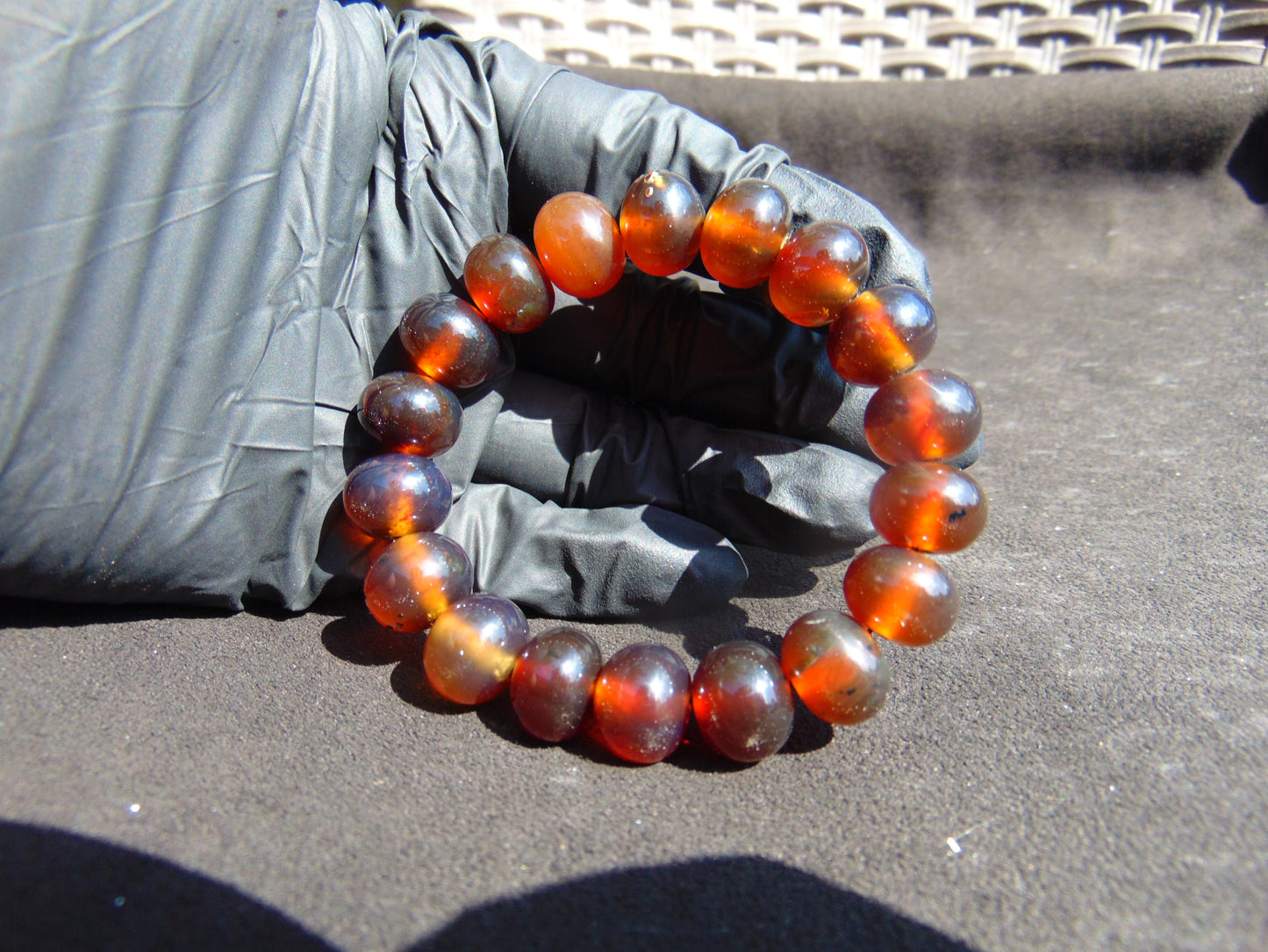 19 Gram 18 small Beads Bracelet Indonesian Yellow Red Blue Amber 12 mm for Healing FRB30