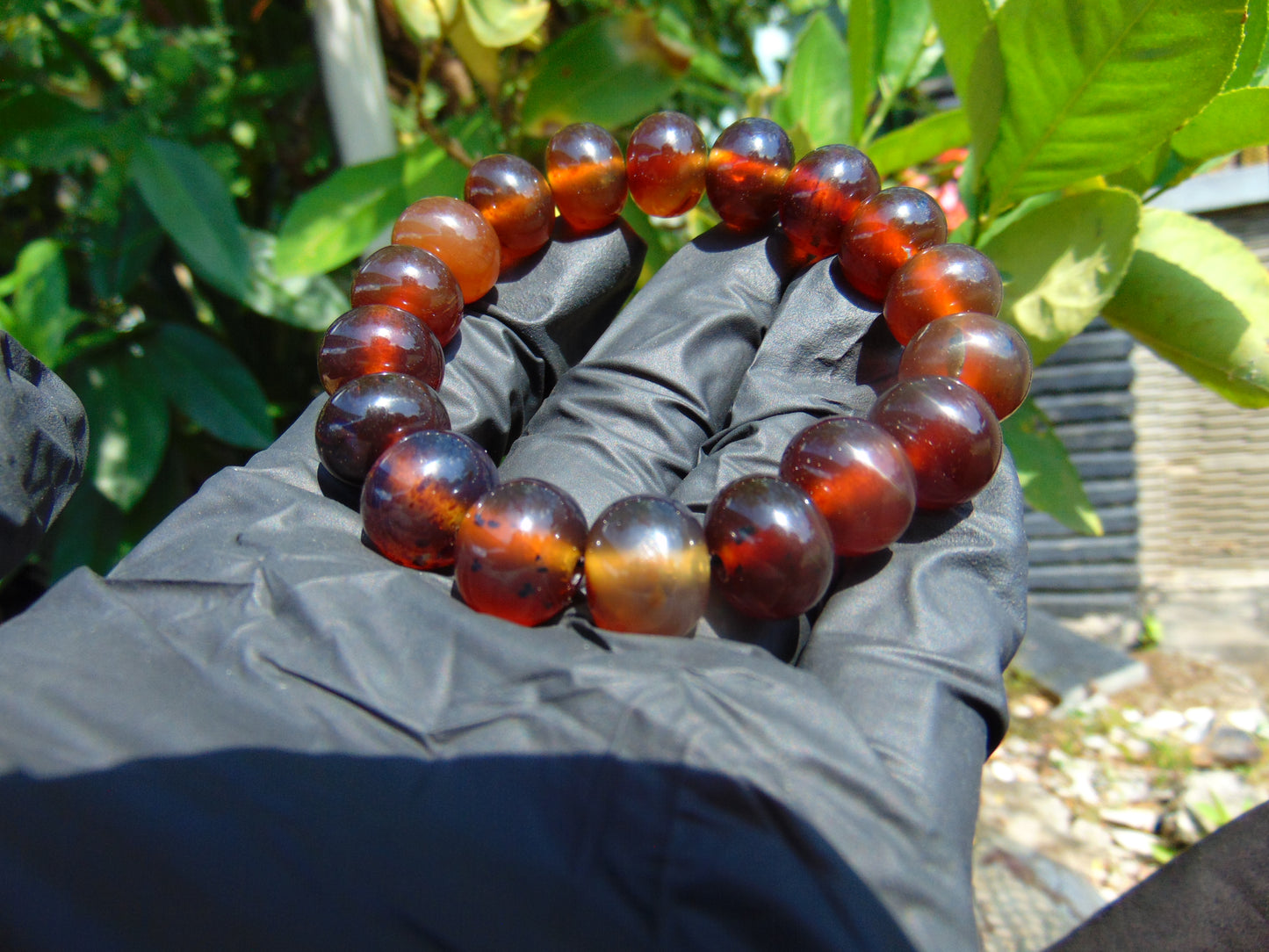 19 Gram 18 small Beads Bracelet Indonesian Yellow Red Blue Amber 12 mm for Healing FRB30