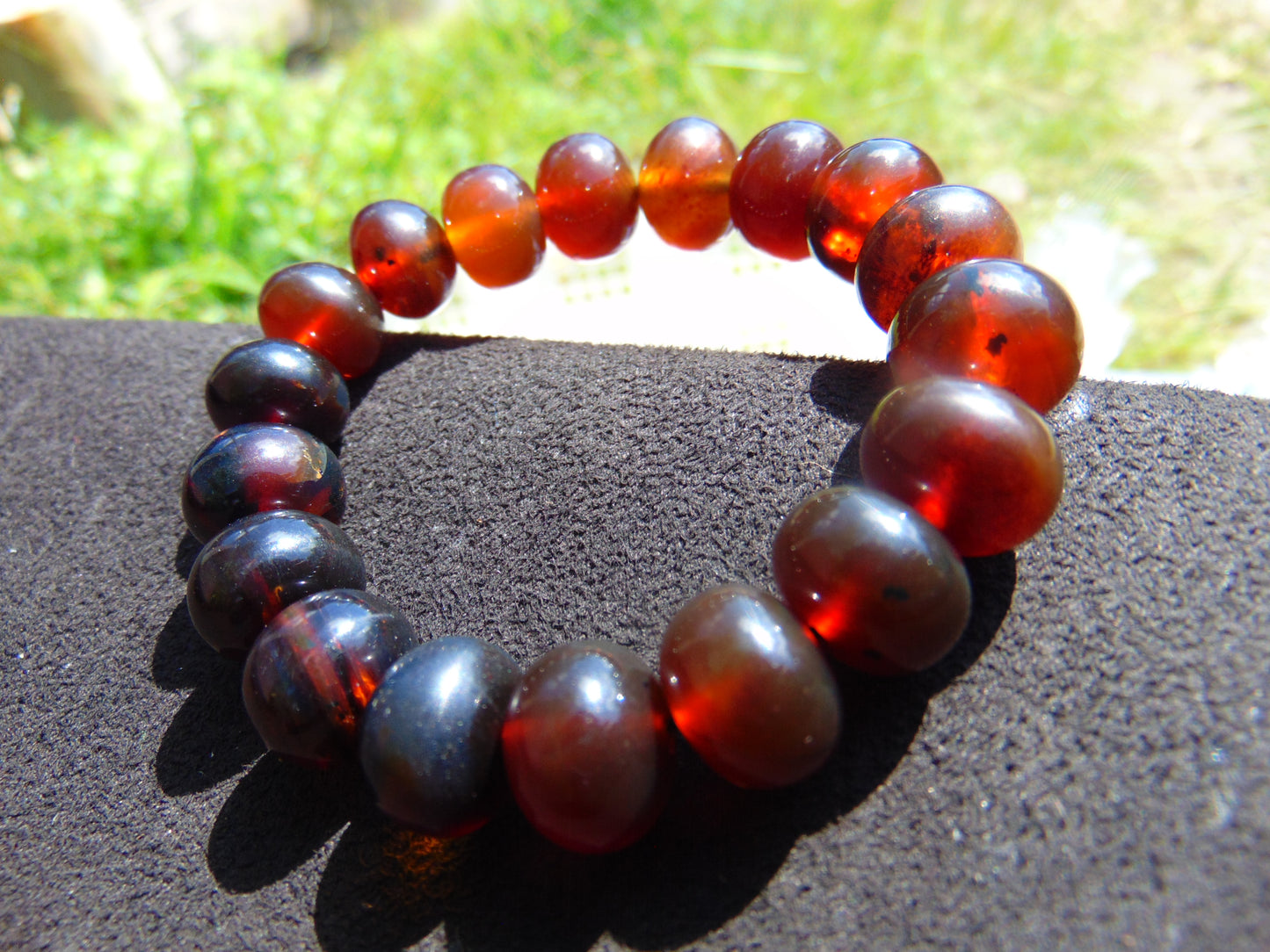 18 Gram 18 small Beads Bracelet Indonesian Yellow Red Amber 12 mm for Healing FRB31