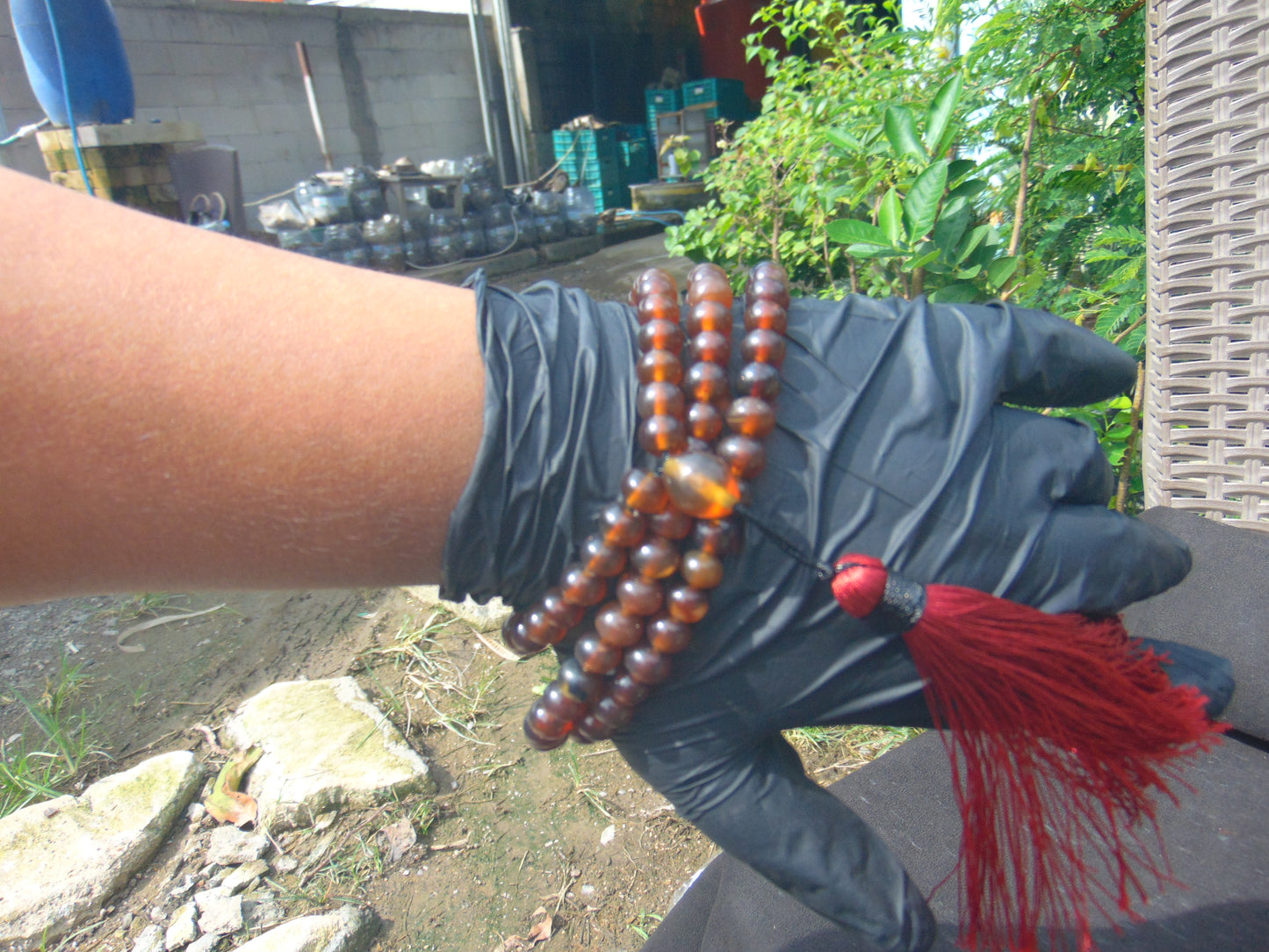 39 gram 108 Beads 8 mm Mala Buddha for Yoga and Meditation Indonesian Red Amber for Healing MB3
