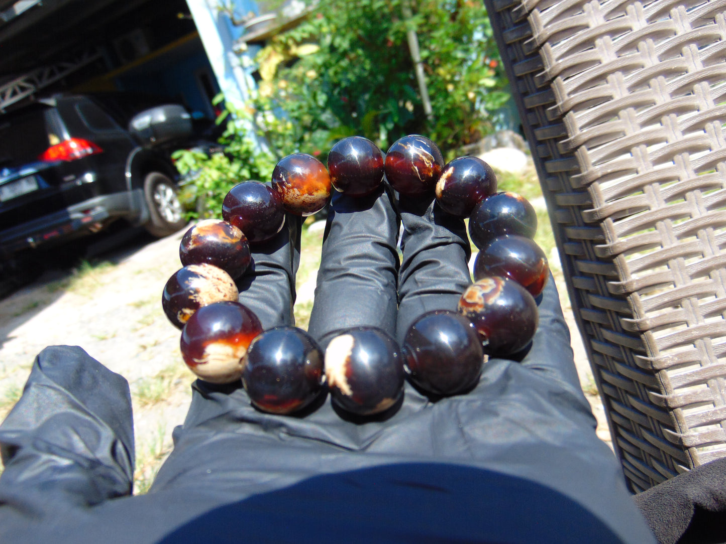 30 gram 14 Beads Mala Bracelet Indonesian Cherry Red Amber 16 mm for Healing FRB11