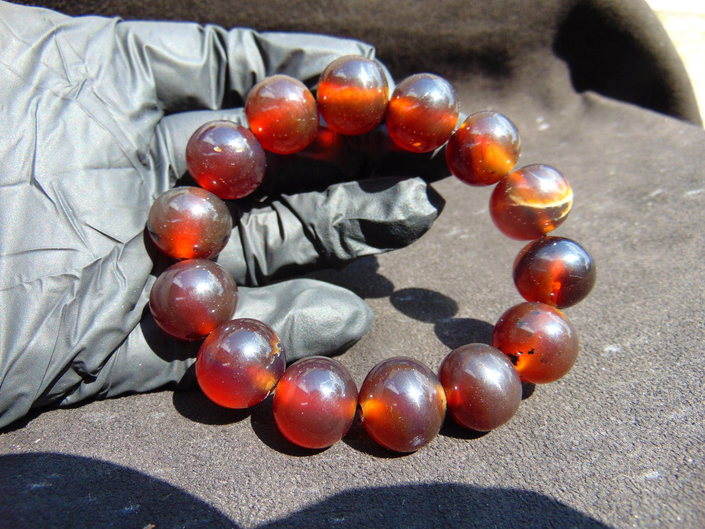 31 gram 14 Beads Mala Bracelet Indonesian Yellow Red Amber 16 mm for Healing FRB14