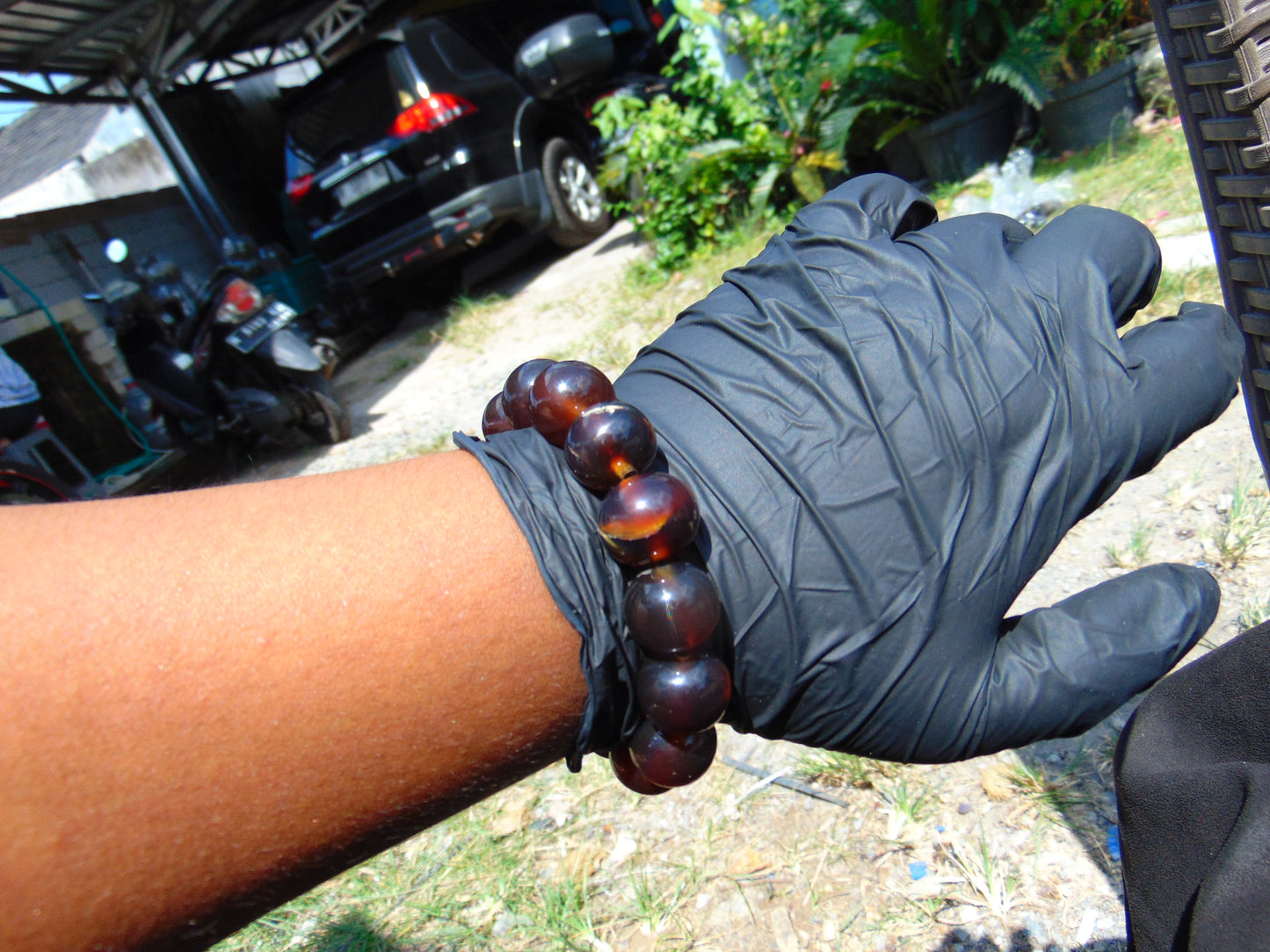 31 gram 14 Beads Mala Bracelet Indonesian Yellow Red Amber 16 mm for Healing FRB14
