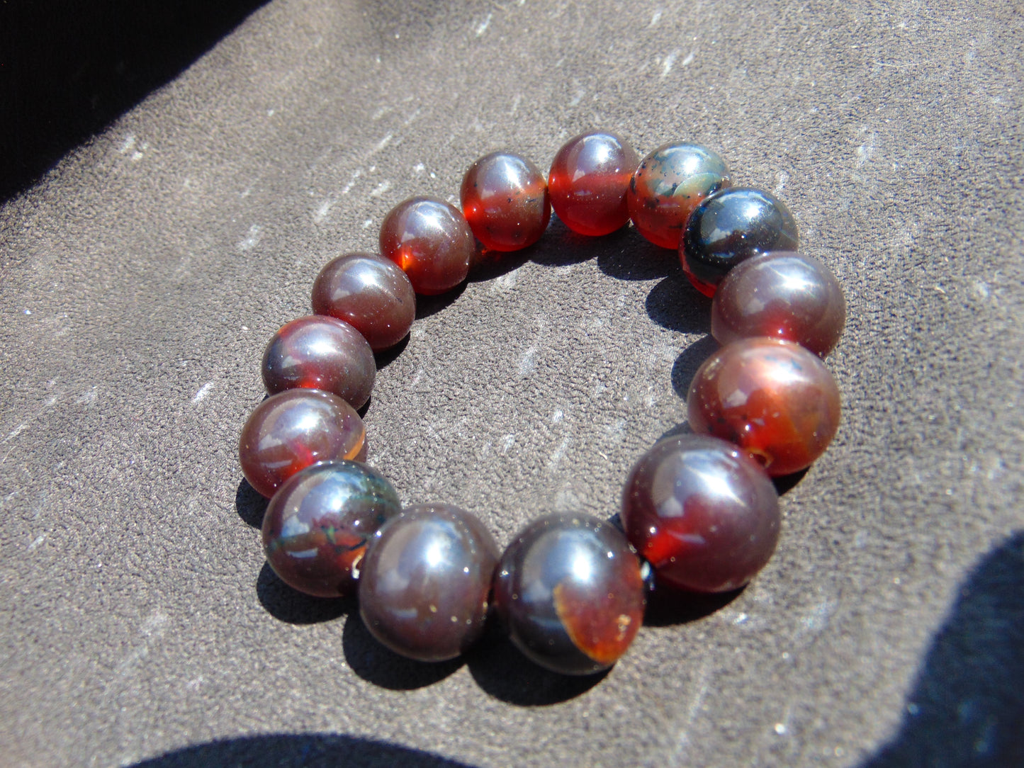 34 gram 14 Beads Mala Bracelet Indonesian Cherry Red Amber 16 mm for Healing FRB12