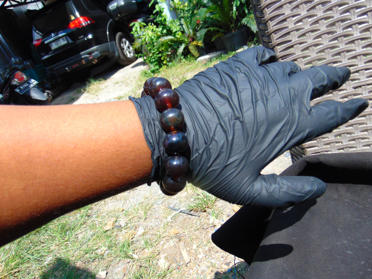 34 gram 14 Beads Mala Bracelet Indonesian Cherry Red Amber 16 mm for Healing FRB12