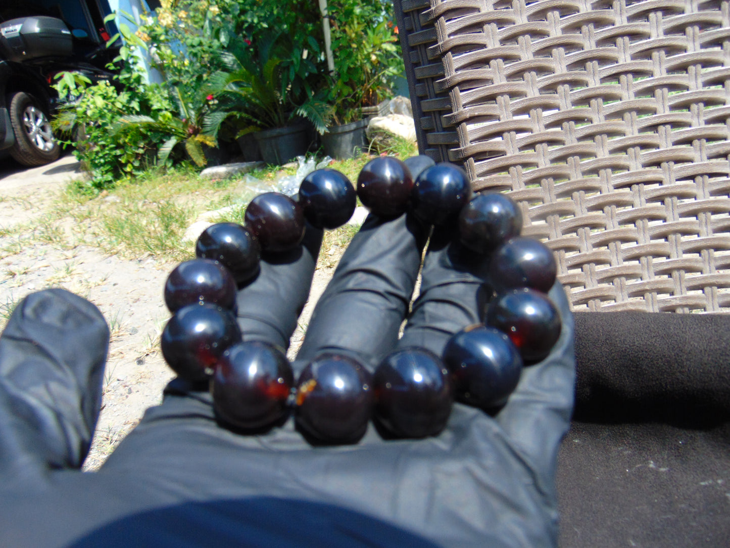 31 gram 14 Beads Mala Bracelet Indonesian Cherry Red Amber 16 mm for Healing FRB15