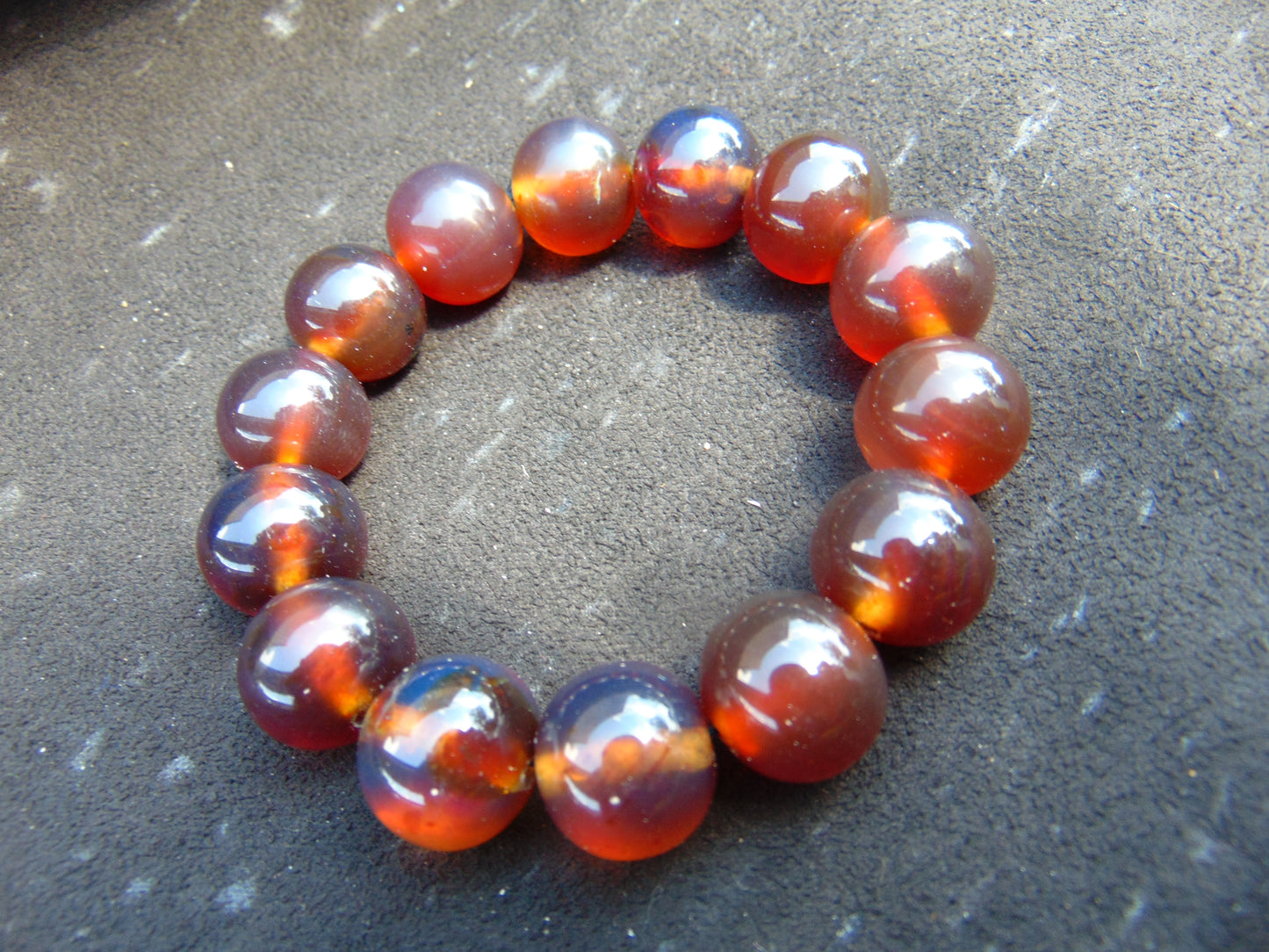 30 gram 14 Beads Mala Bracelet Indonesian Blue Yellow Red Amber 16 mm for Healing FRB10