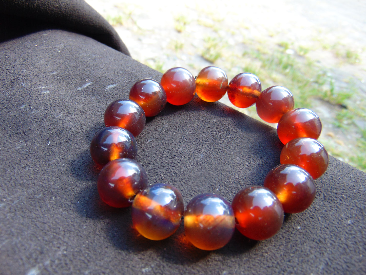 30 gram 14 Beads Mala Bracelet Indonesian Blue Yellow Red Amber 16 mm for Healing FRB10