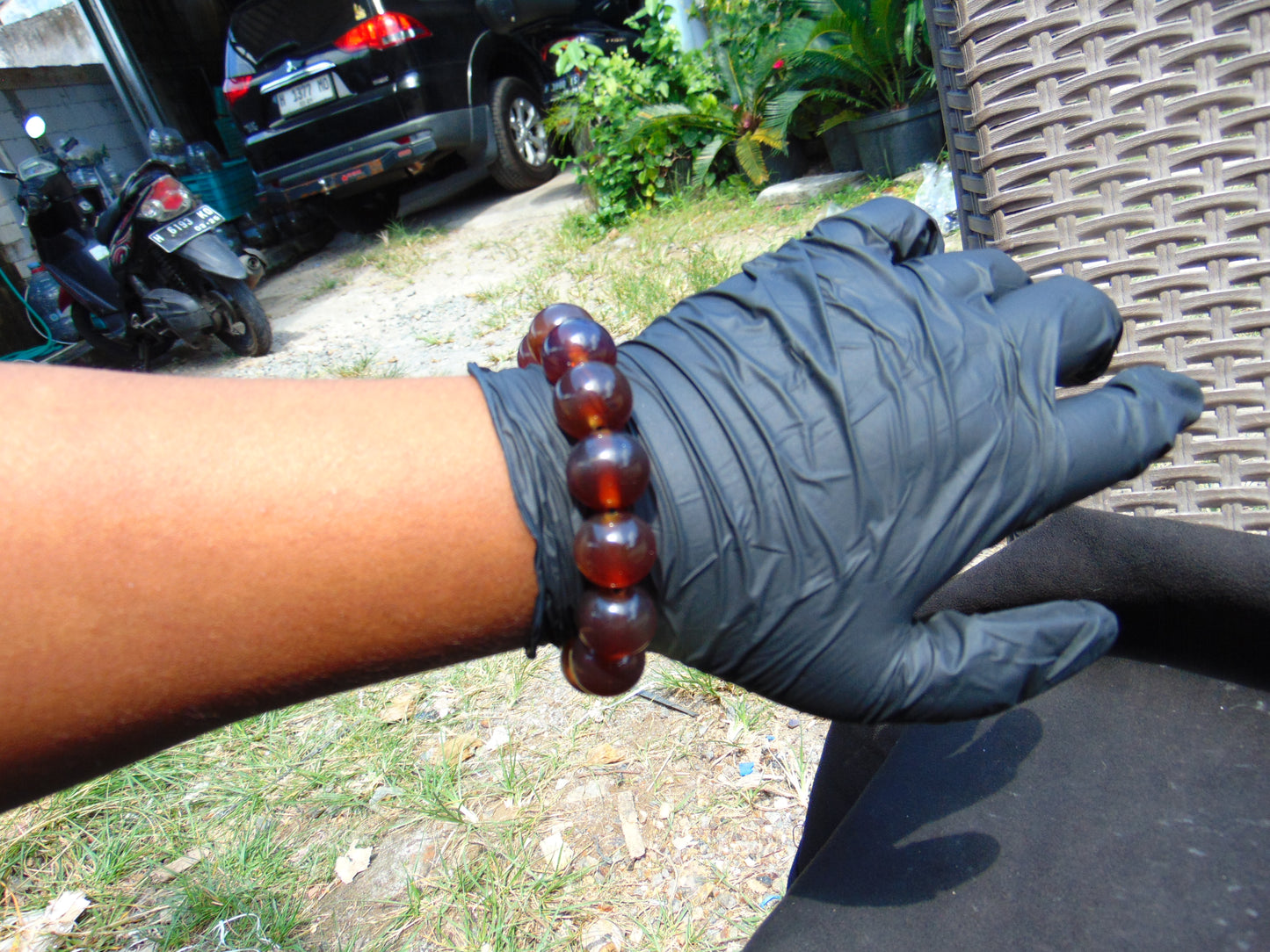 30 gram 14 Beads Mala Bracelet Indonesian Blue Yellow Red Amber 16 mm for Healing FRB10