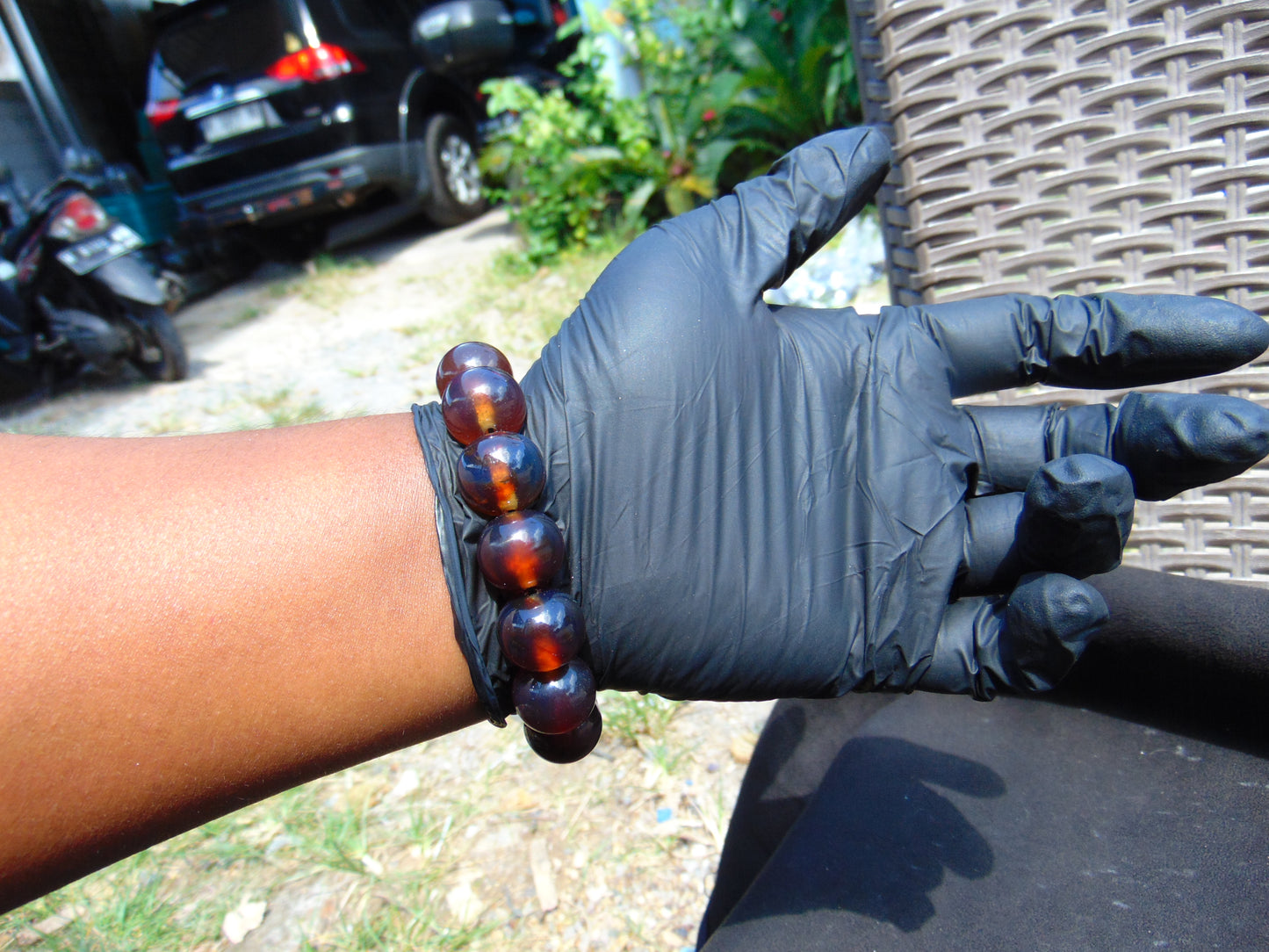 30 gram 14 Beads Mala Bracelet Indonesian Blue Yellow Red Amber 16 mm for Healing FRB10