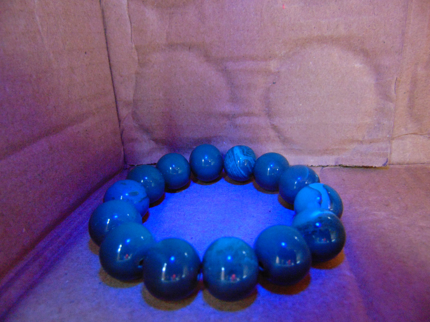32 gram 14 Beads Mala Bracelet Indonesian Blue Red Amber 16 mm for Healing FRB4
