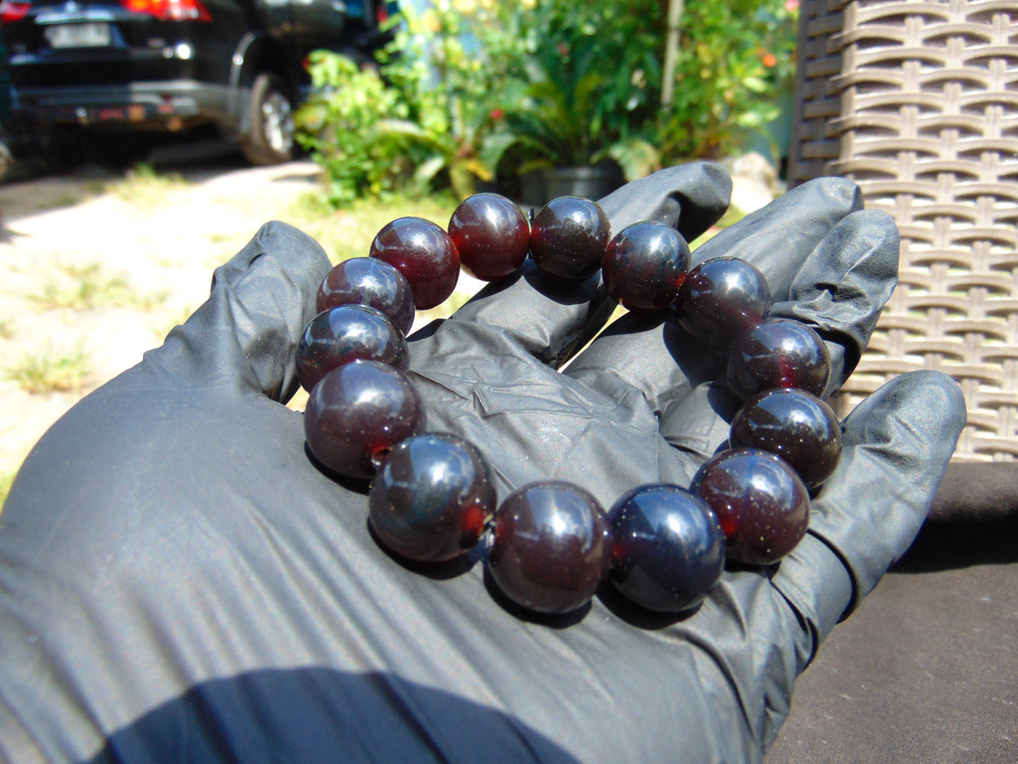 32 gram 14 Beads Mala Bracelet Indonesian Cherry Red Amber 16 mm for Healing FRB7