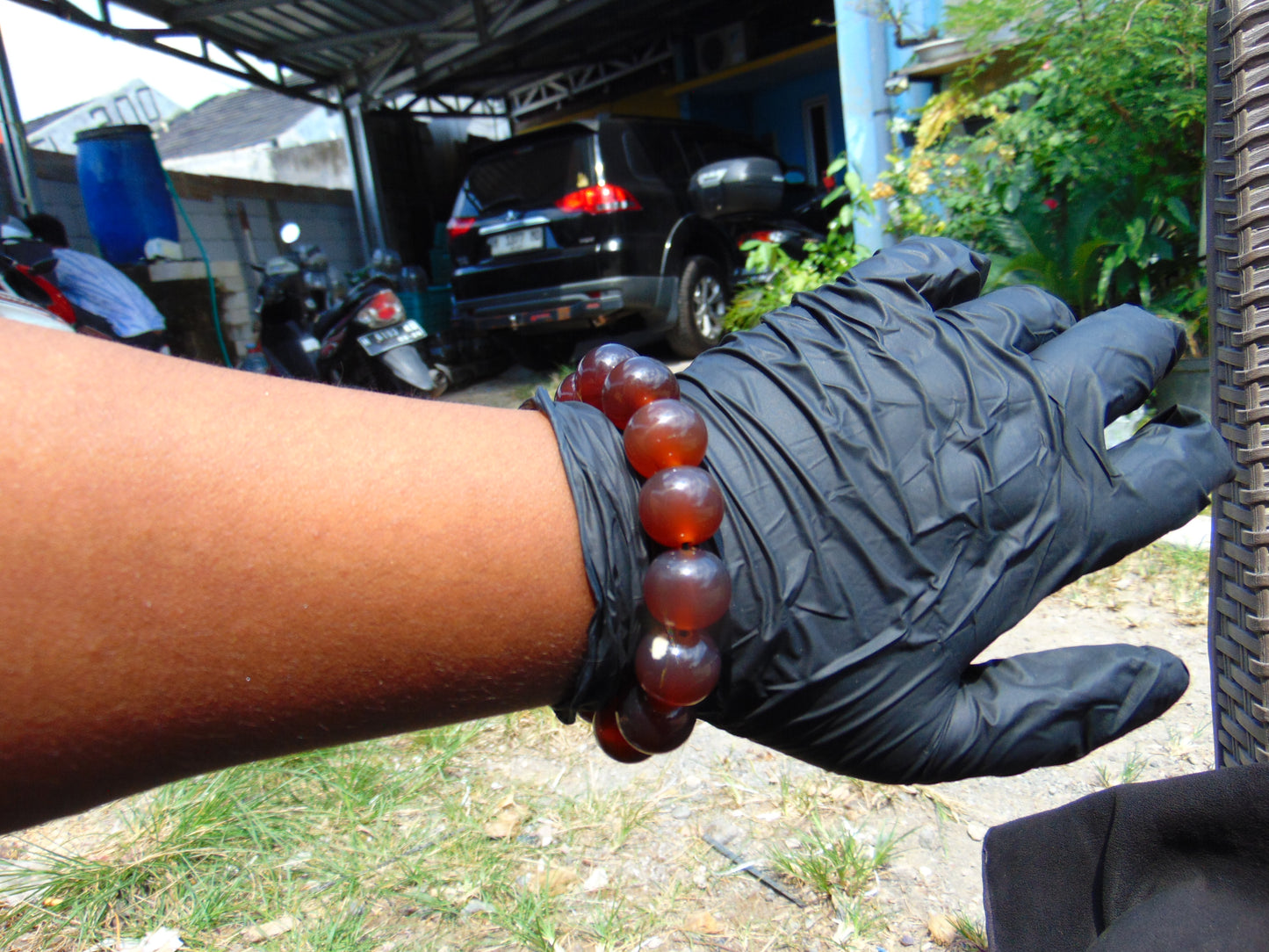 31 gram 14 Beads Mala Bracelet Indonesian Red Amber 16 mm for Healing FRB6