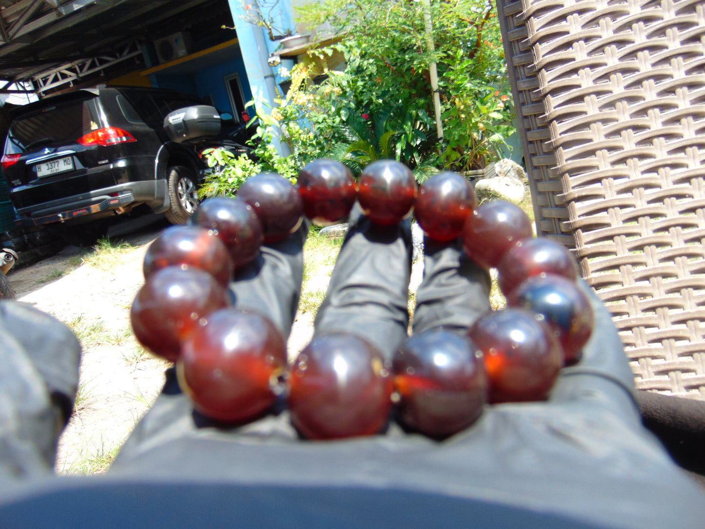 31 gram 14 Beads Mala Bracelet Indonesian Cherry Red Amber 16 mm for Healing FRB5
