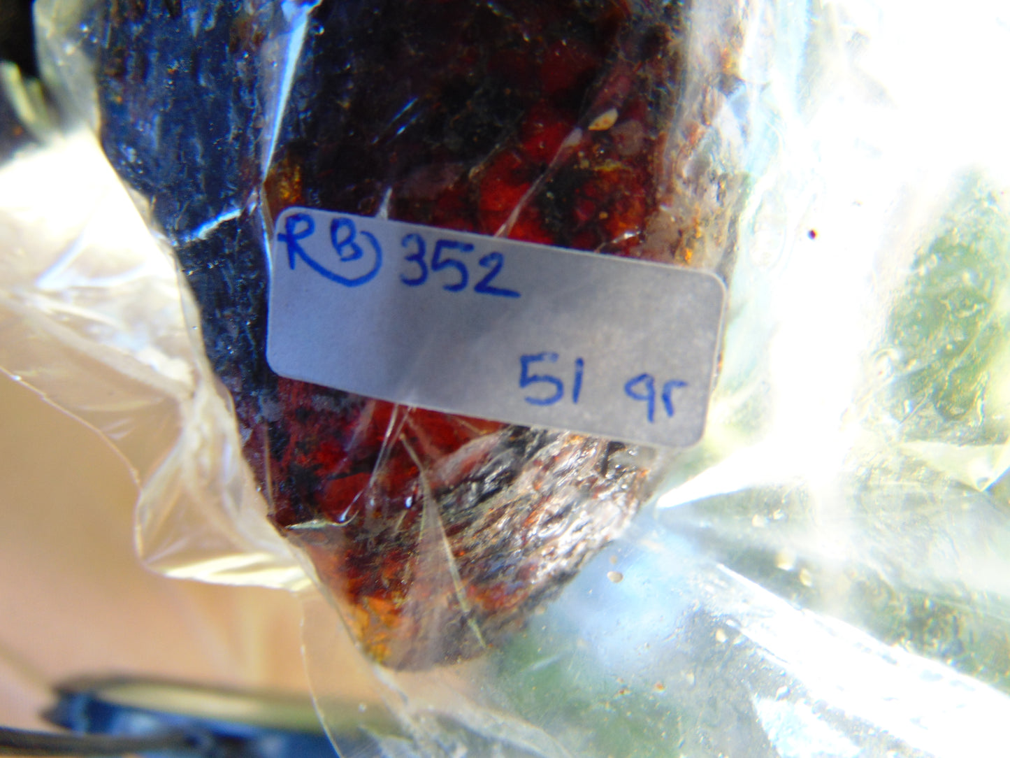51 gram Rough Raw Indonesian Inclusion Blue Amber for Healing RB352
