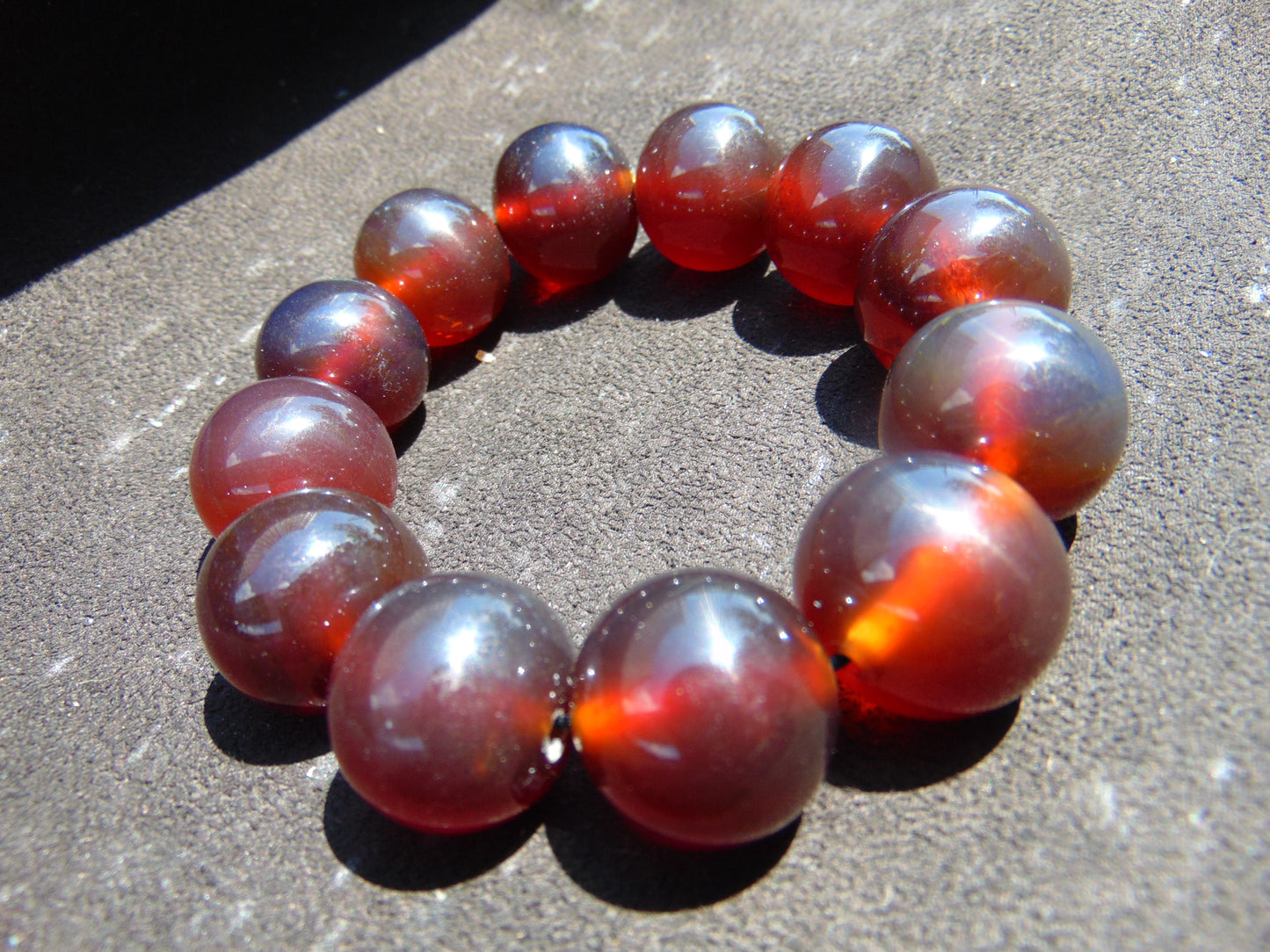 56 gram 12 Beads Mala Bracelet Indonesian Cherry Red Blue Amber 20 mm for Healing B20M22