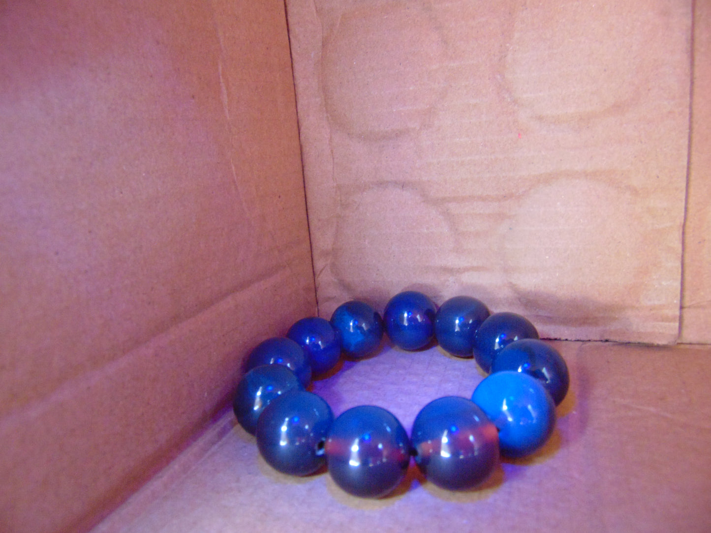 56 gram 12 Beads Mala Bracelet Indonesian Cherry Red Blue Amber 20 mm for Healing B20M22