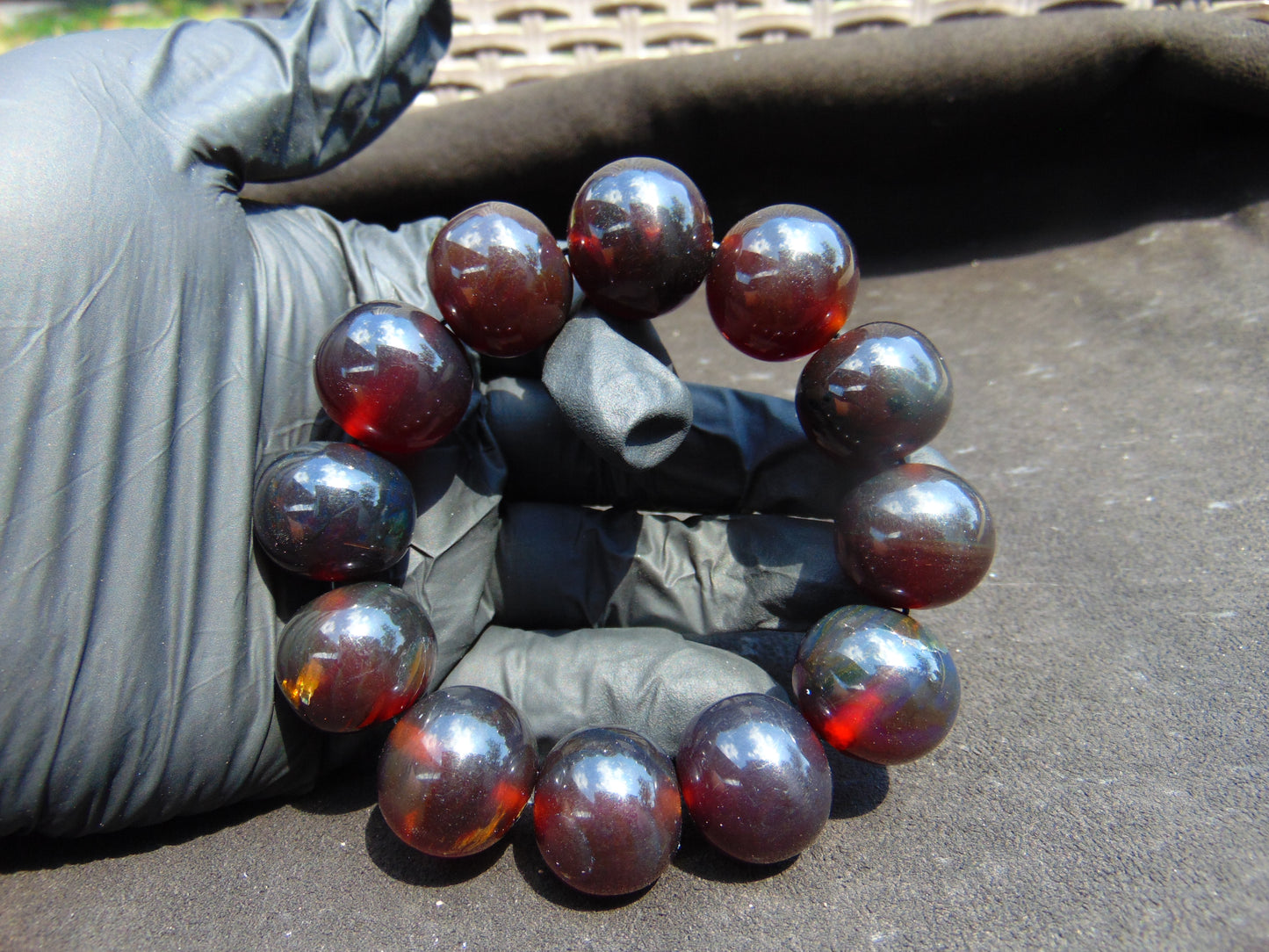 56 gram 12 Beads Mala Bracelet Indonesian Cherry Red Amber 20 mm for Healing B20M20