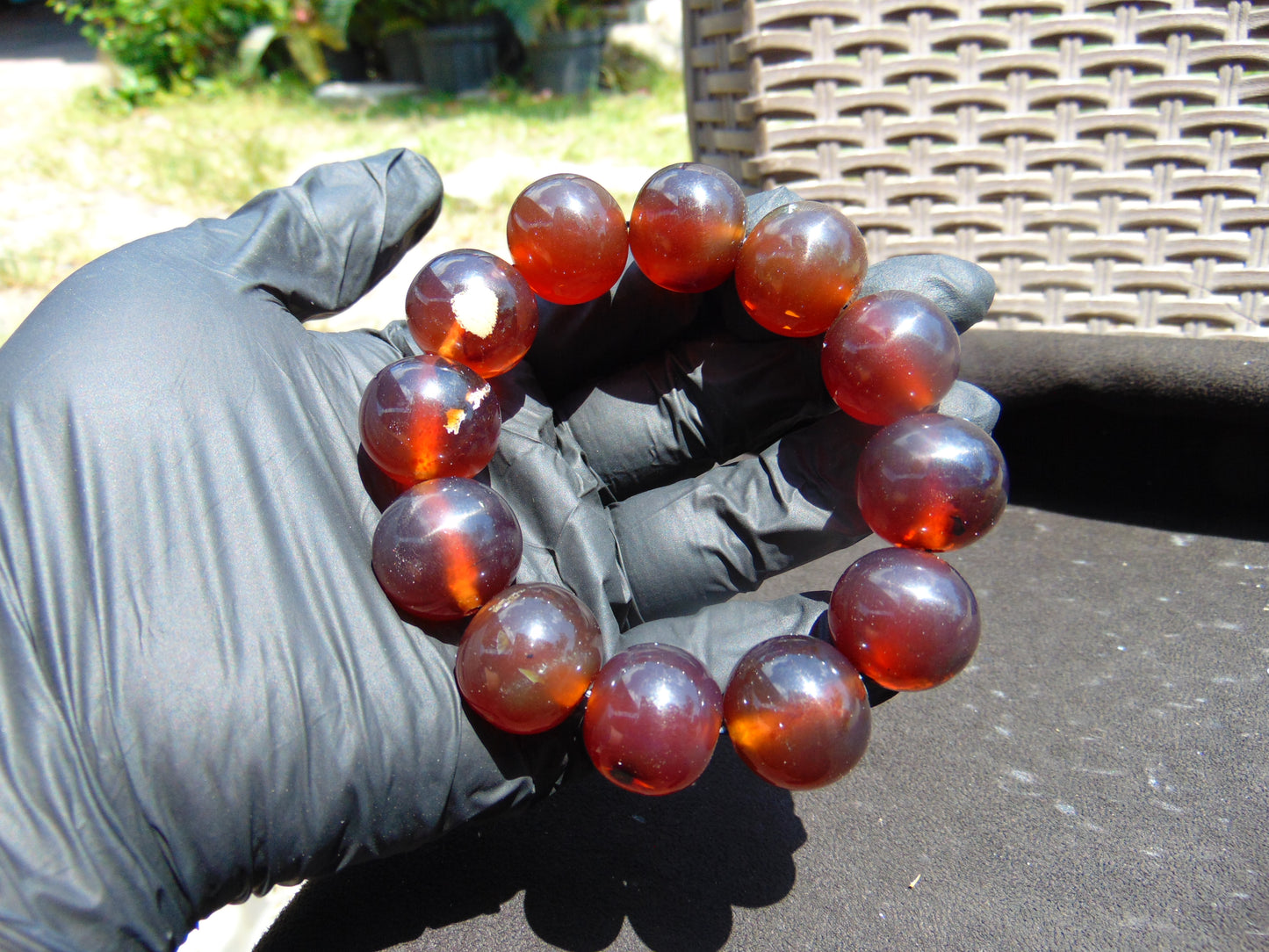 56 gram 12 Beads Mala Bracelet Indonesian Red Amber 20 mm for Healing B20M16