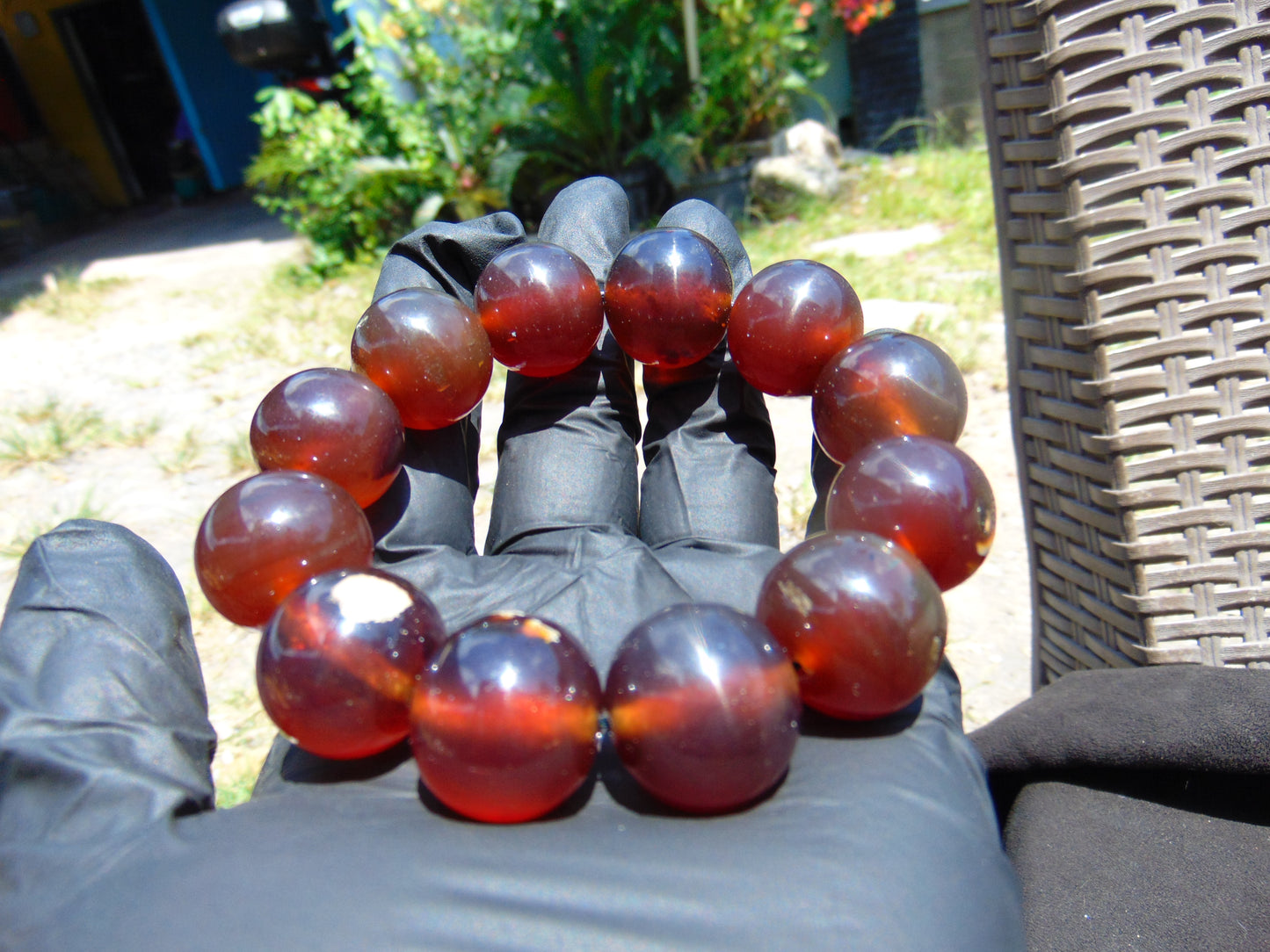 56 gram 12 Beads Mala Bracelet Indonesian Red Amber 20 mm for Healing B20M16
