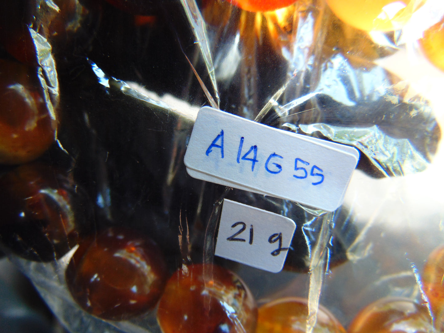 21 gram 14 Beads Mala Bracelet Indonesian Blue amber 13x16 mm for Healing A14G55