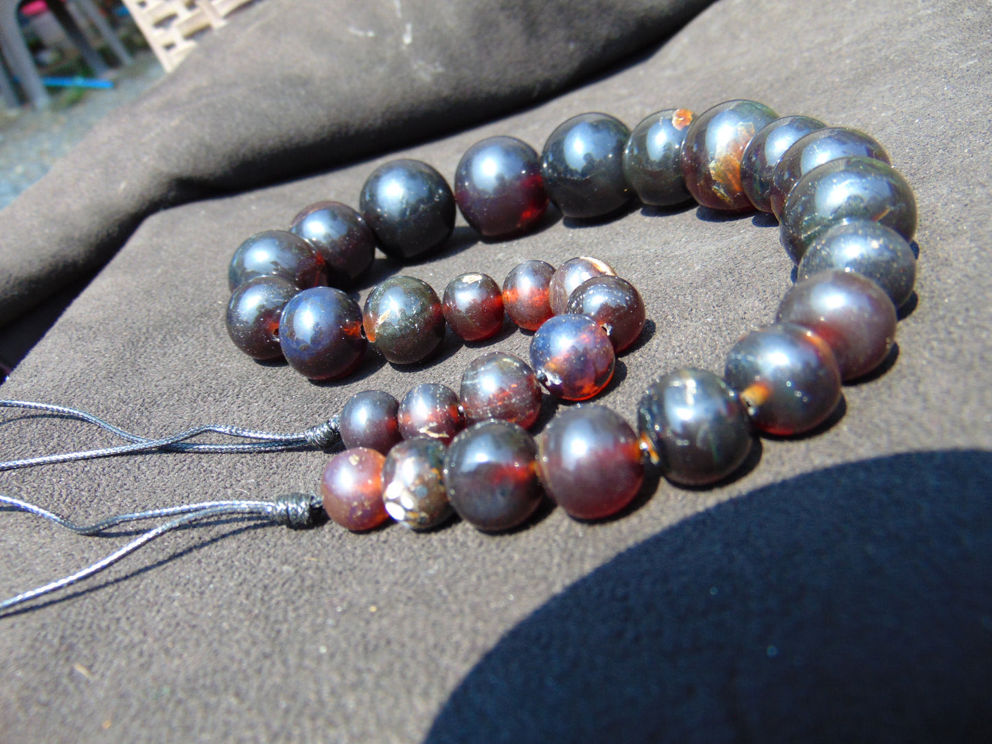 76 gram Small Beads Combination Necklace Indonesian Cherry Red Amber for Healing NE4