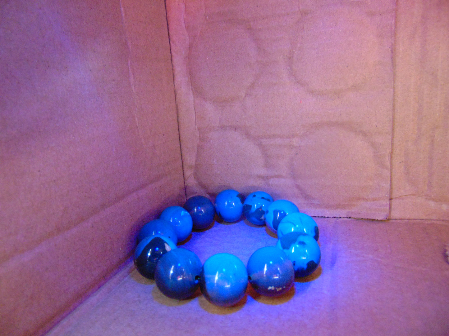 58 gram 12 Beads Mala Bracelet Indonesian Blue Amber 20 mm for Healing B20M15