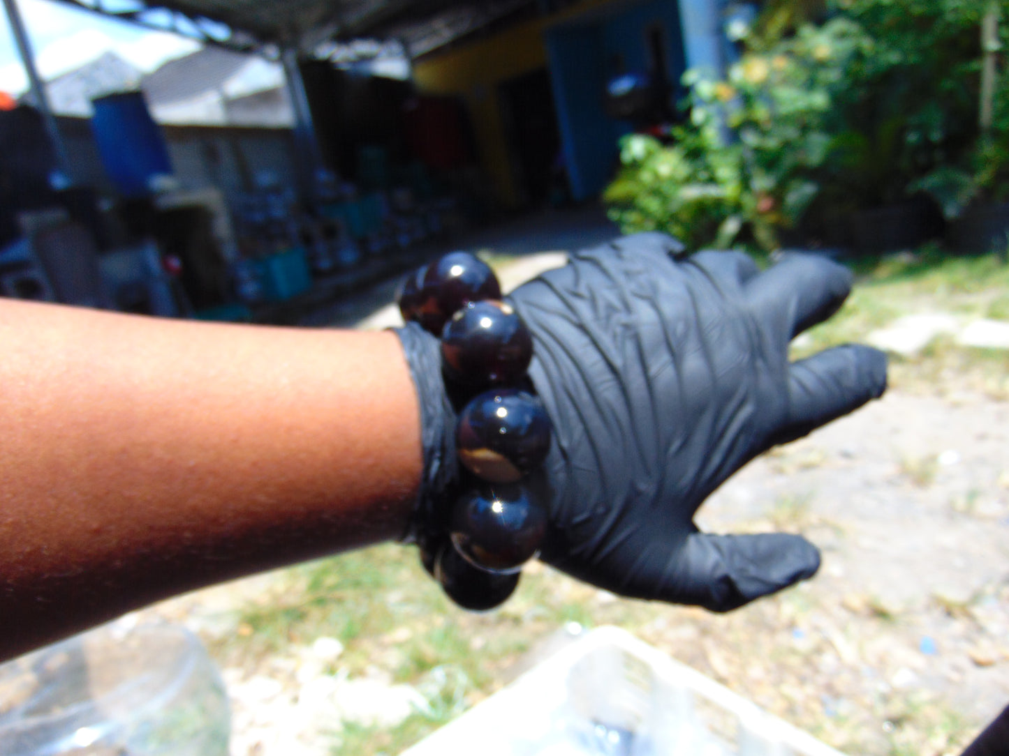 91 gram 10 Beads Mala Bracelet Indonesian Cherry Red Amber 25 mm for Healing FRB43
