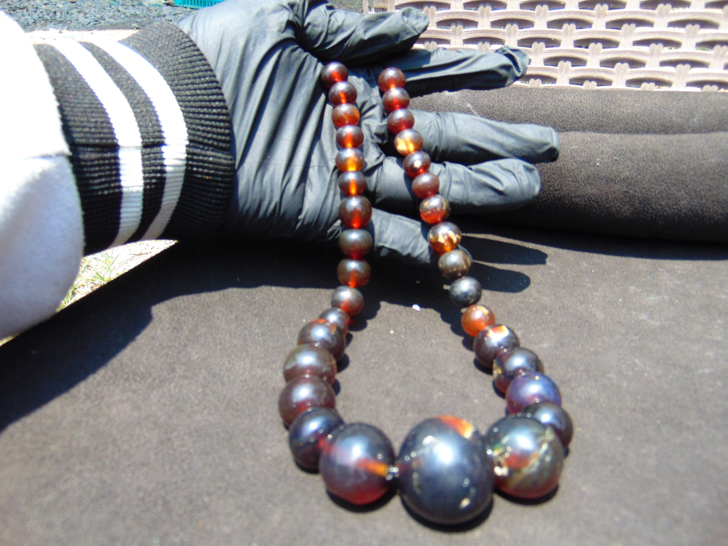 58 gram Small Beads Combination Necklace Indonesian Cherry Red Amber for Healing NE10