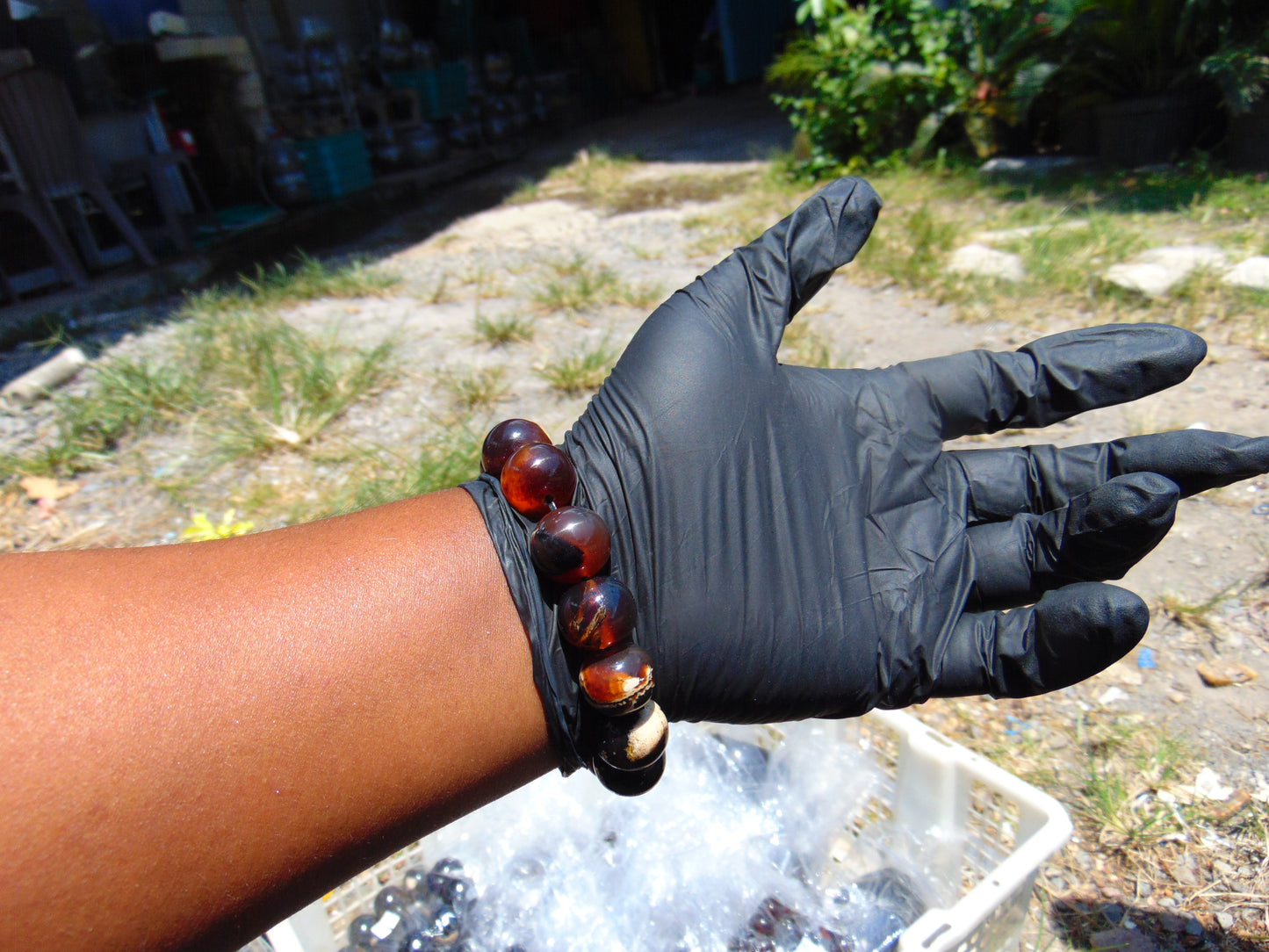 32 gram 14 Beads 16 mm Bracelet Indonesian Cherry Red Blue Amber for Healing B15M7