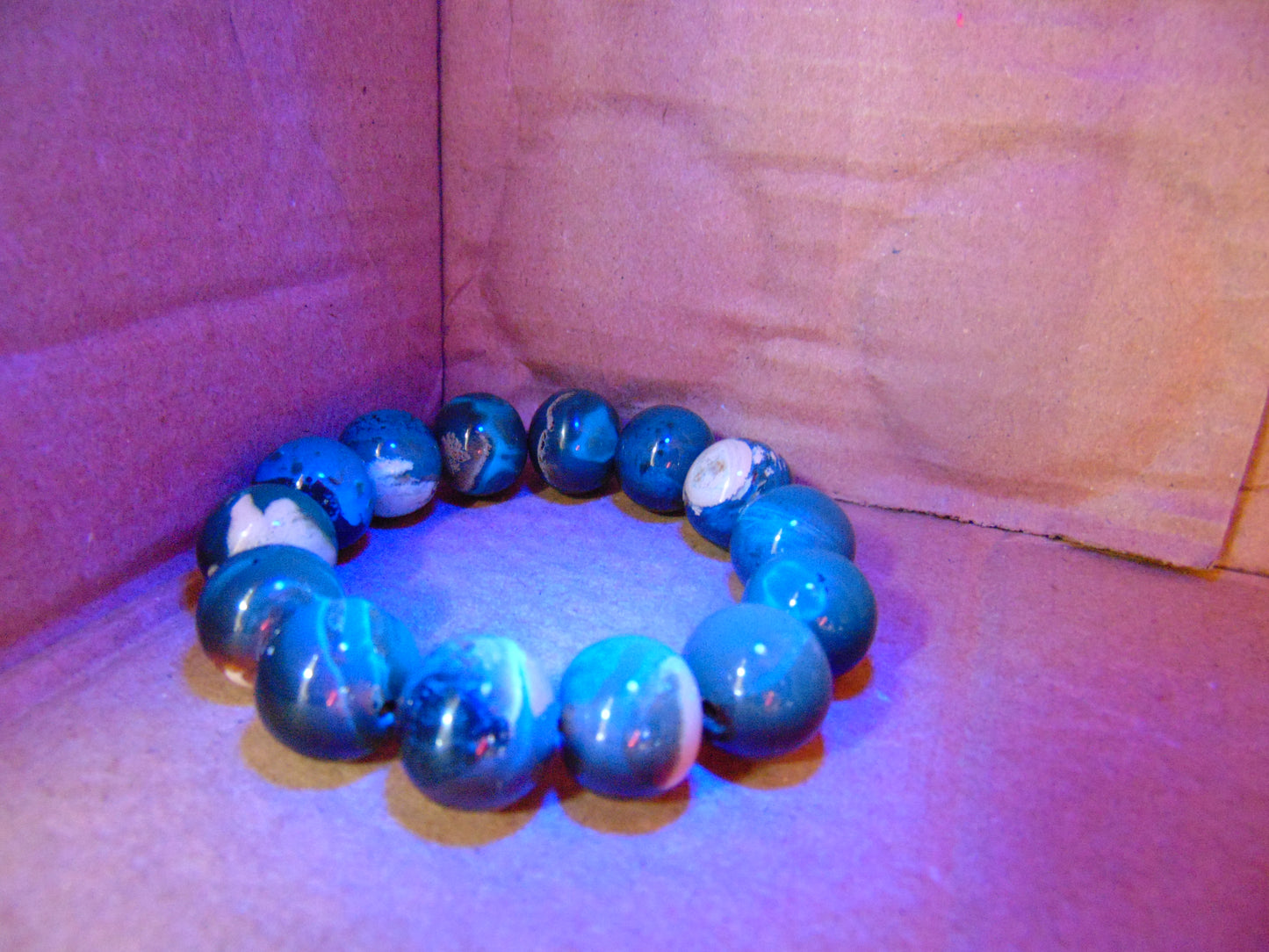 32 gram 14 Beads 16 mm Bracelet Indonesian Cherry Red Blue Amber for Healing B15M7