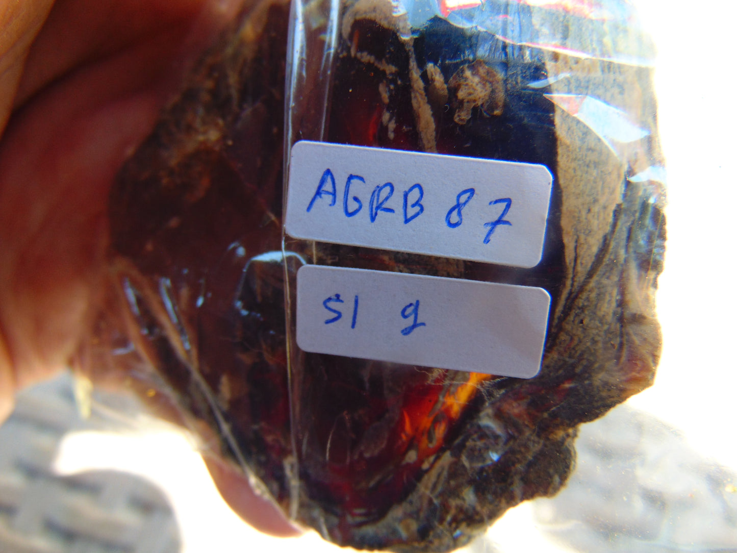 51 gram Rough Raw Indonesian Inclusion Blue Amber for Healing AGRB87